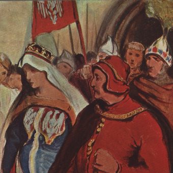 Najpopularniejsza polska władczyni Jadwiga Andegaweńska na rysunku Włodzimierza Tetmajera.