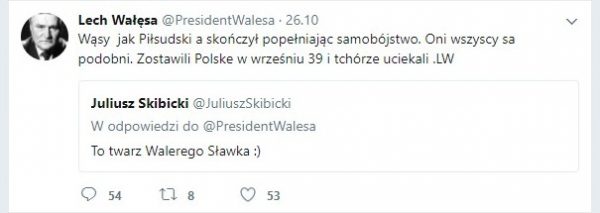 Odpowiedź prezydenta tylko dolała oliwy do ognia. Screen z tweeta Lecha Wałęsy.