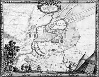Plan oblężenia Krakowa z 1655 roku.