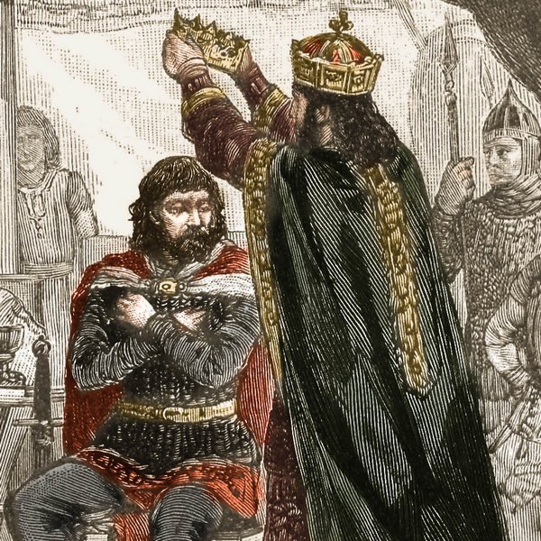 Przez wieki uważano, że koronacja Chrobrego miała miejsce w czasie Zjazdu Gnieźnieńskiego. Czy tak było w rzeczywistości? Na ilustracji XIX-wieczna rycina Ksawerego Pillatiego.