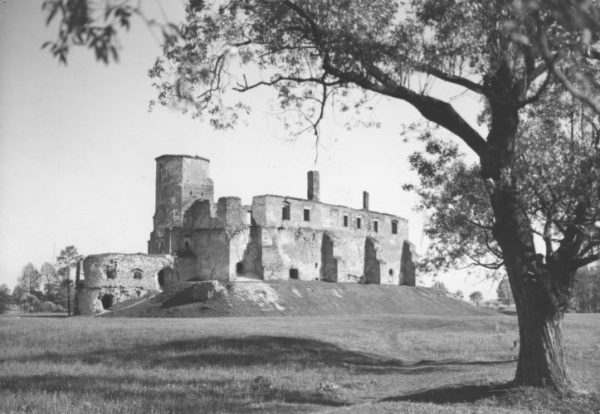 Ruiny zamku w Siewierzu. Zdjęcie autorstwa Henryka Poddębskiego, dostępne w zbiorach Narodowego Archiwum Cyfrowego.