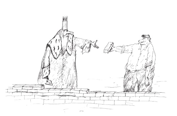 Ilustracja z książki "Leksykon polskich powiedzeń historycznych" autorstwa Macieja Wilamowskiego, Konrada Wnęka i Lidii A. Zyblikiewicz.