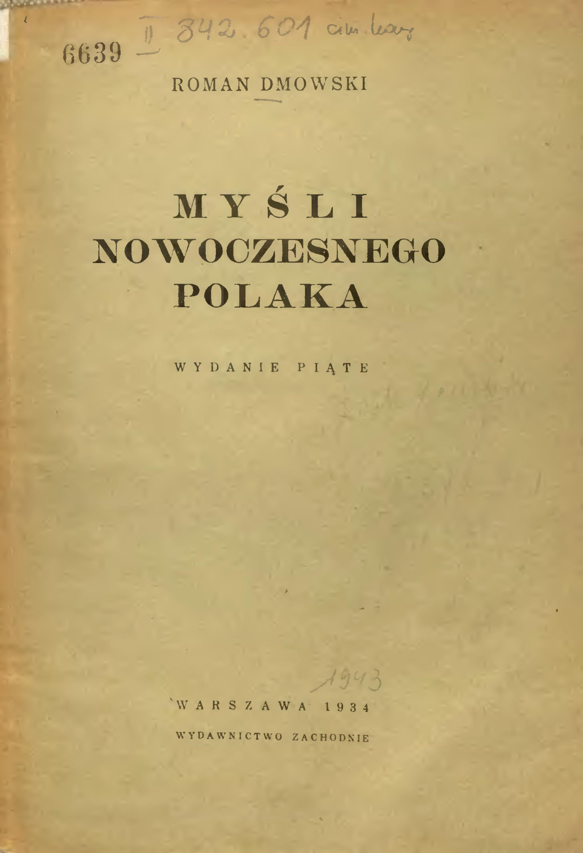 "Myśli nowoczesnego Polaka". Okładka wydania z 1934 roku.