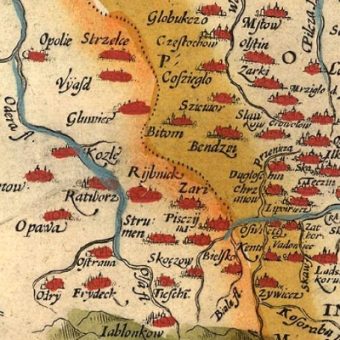 Siewierz jako Szewior na mapie z XVI wieku.