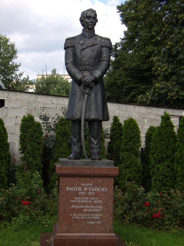 Piotr Wysocki na pomniku w Warce (fot. Stefs, lic. GFDL).