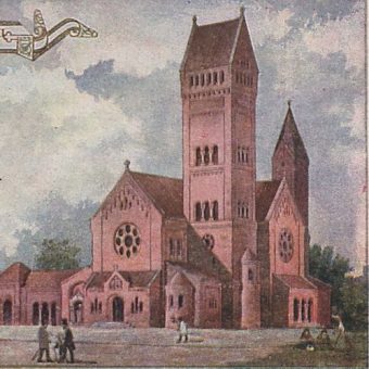 Kościół świętych Szymona i Heleny w Mińsku na widokówce sprzed 1917 roku.