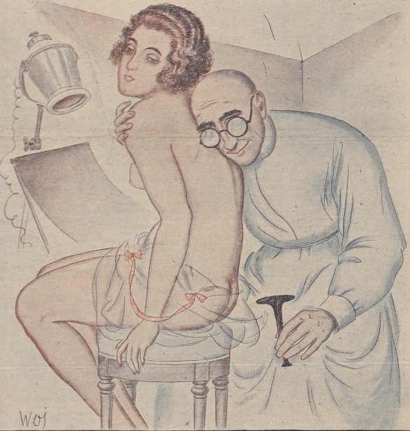 "U Doktora". Ilustracja z czasopisma "Bocian" z 1924 roku.