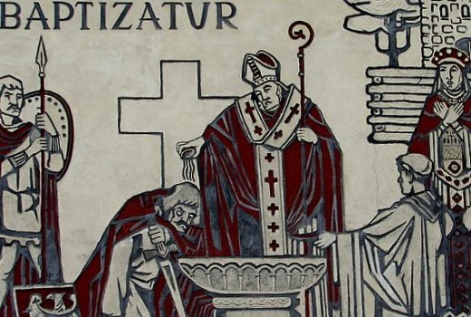 Chrzest Mieszka na gnieźnieńskim graffiti z 1970 roku.