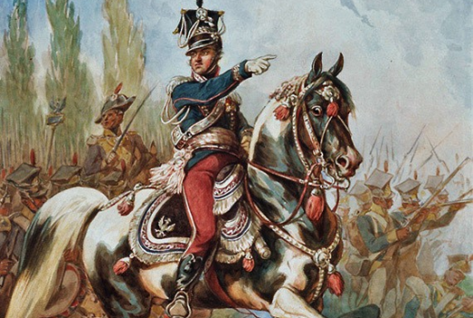 Generał Jan Henryk Dąbrowski na czele Legionów. Akwarela Juliusza Kossaka z 1882 roku