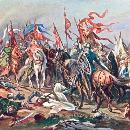 Bitwa pod Płowcami. Grafika z albumu jubileuszowego, początek XX wieku.
