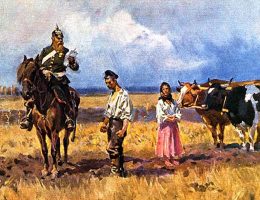 Obraz Wojciecha Kossaka z 1909 roku pt. "Rugi pruskie".