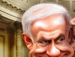 Binjamin Netanjahu na karykaturze politycznej (ryc. DonkeyHotey, lic. CC BY 2.0)