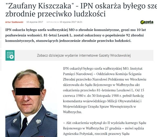 Jeszcze dziś rano Leszek Lamparski był Leszkiem L., sąd go jednak uniewinnił (fot. screen z serwisu "Gazety Wrocławskiej")