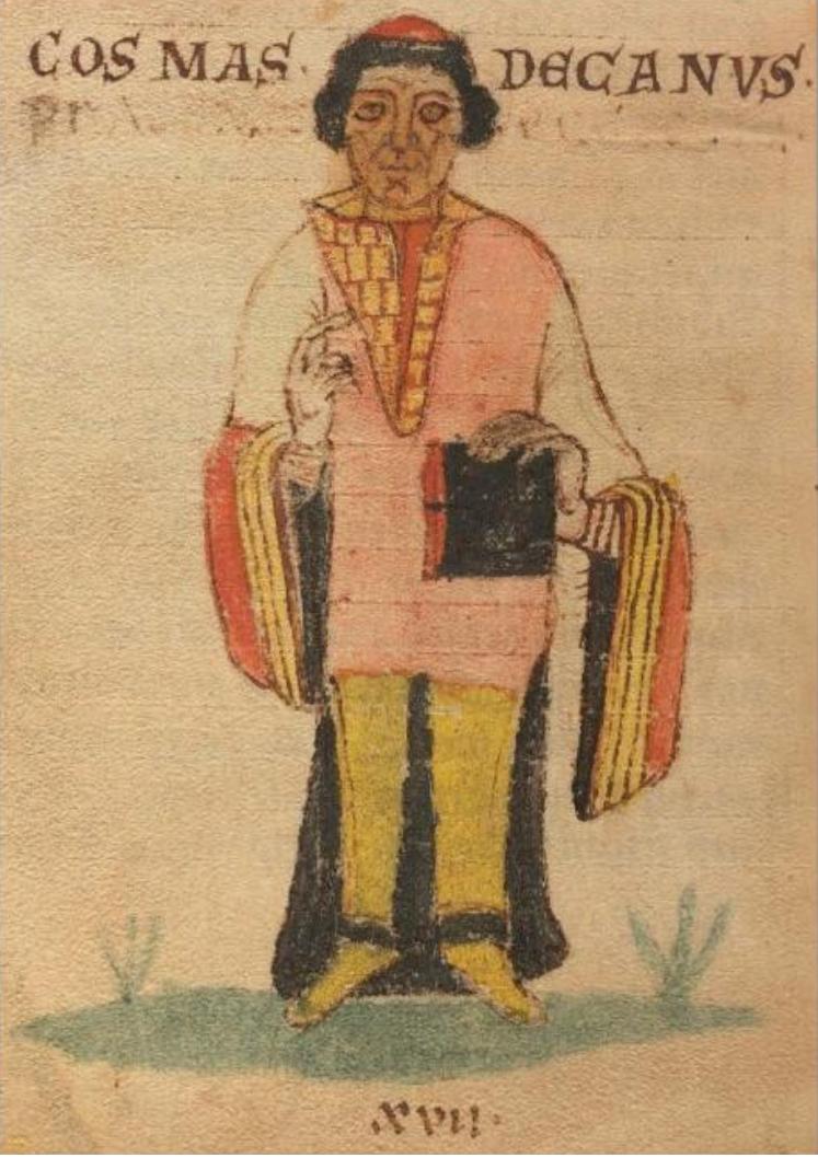 Kosmas z Pragi. Ilustracja z rękopisu kroniki z końca XII stulecia.