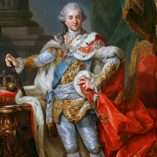 Portret Stanisława Augusta Poniatowskiego w stroju koronacyjnym, obraz Marcello Bacciarellego.