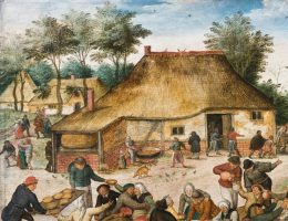 Najpiękniejsza z chłopskich córek? Najstarszy syn? A może wdowa? Z kim opłacało się żenić w średniowiecznej wsi? Fragment obrazu Pietera Bruegela Młodszego "Chłopskie wesele".