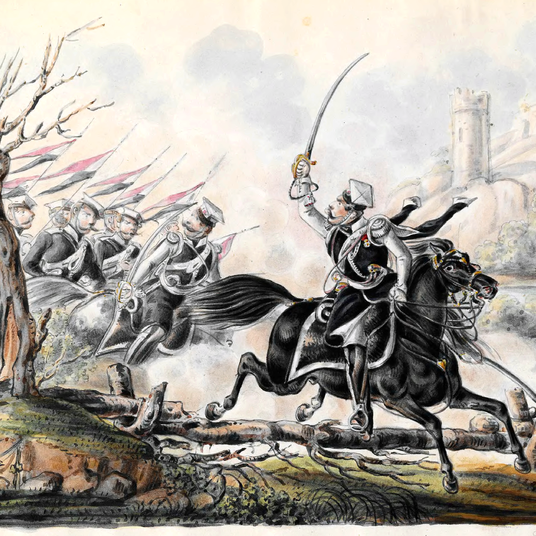 Szwadrony Jazdy Wołyńskiej brały udział m.in. w bitwie pod Salichą. Na ilustracji XIX-wieczne przedstawienie tej formacji.