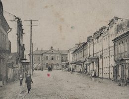 Ulica Rygska oraz stacja kolejowa w Dźwińsku. 1915 rok.