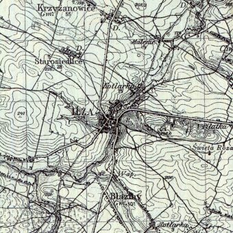 Iłża na mapie Wojskowego Instytutu Geograficznego z 1934 roku