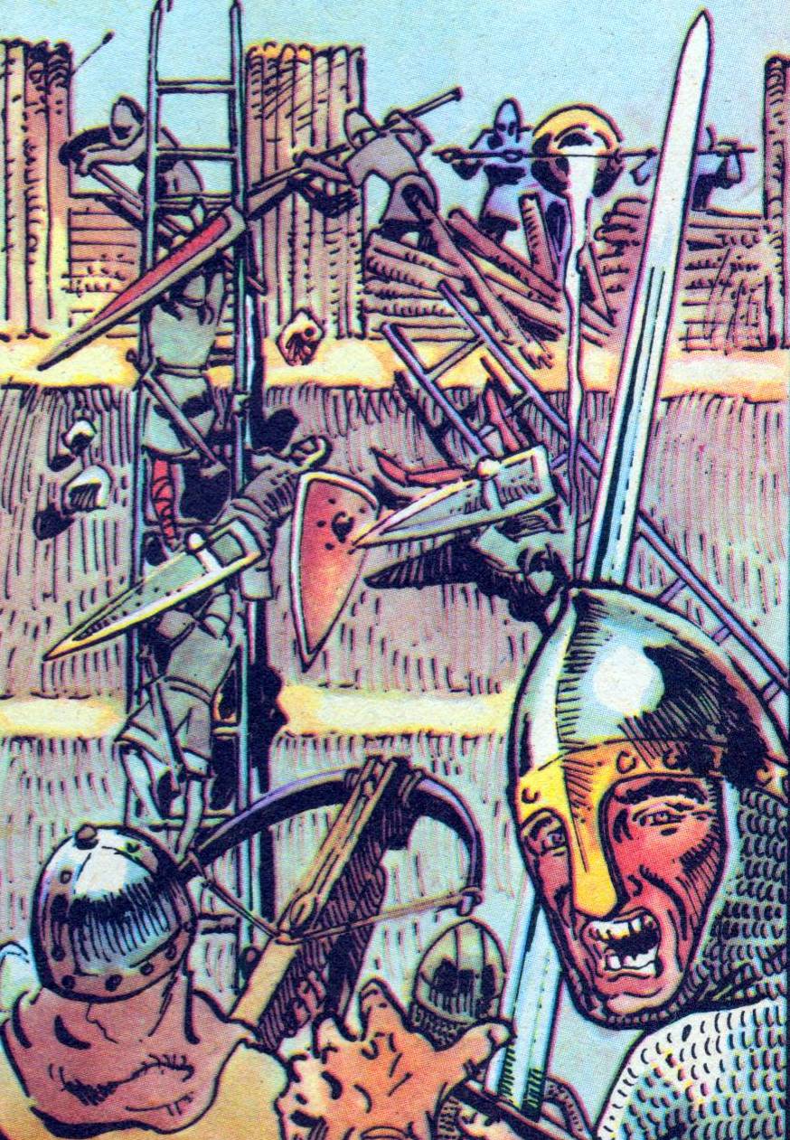 Załoga Głogowa na czas zamknęła bramy grodu, jednak jej położenie było bardzo trudne. Dlatego zdecydowano się na pertraktacje z Henrykiem. Na ilustracji rysunek autorstwa Marka Szyszki, opublikowany za jego zgodą.