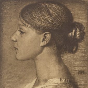 Portret anonimowej dziewczyny. Praca Franza von Stucka z przełomu XIX i XX wieku.