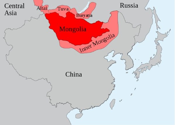 Terytoria zamieszkałe obecnie przez Mongołów (lic. CC0)