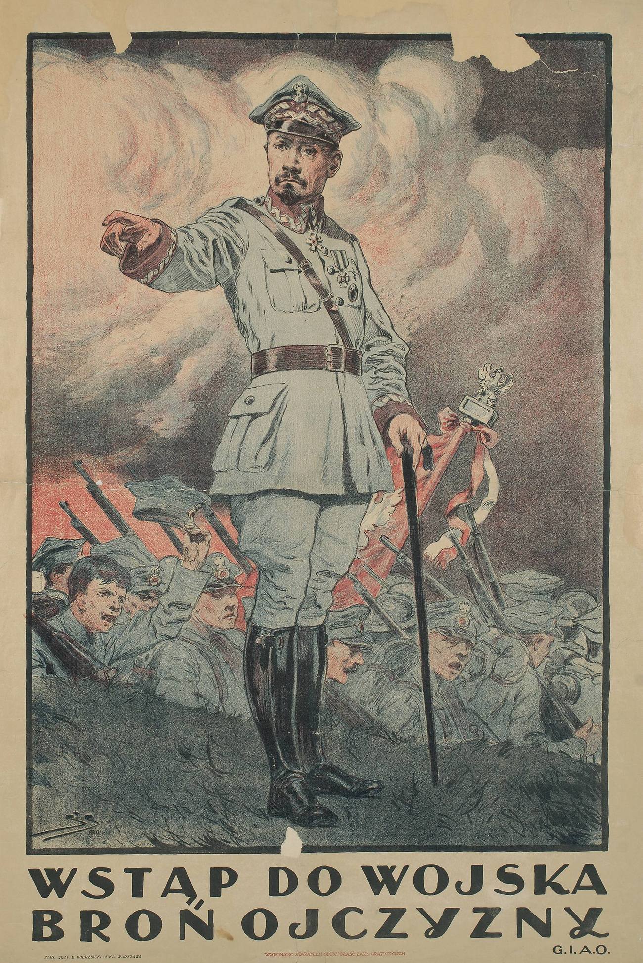 Plakat zachęcający do wstępowania w szeregi Armii Ochotniczej. Sierpień 1920 roku.
