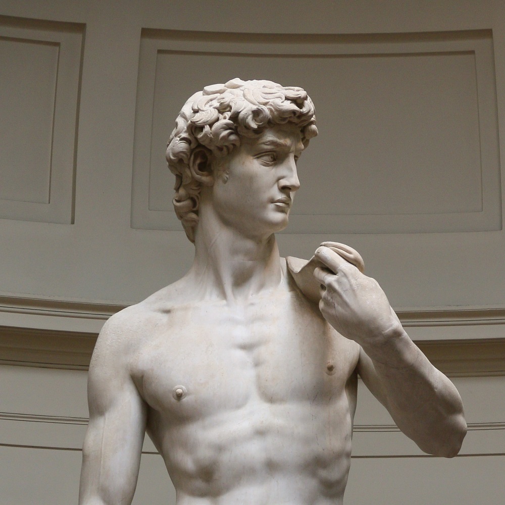 Rzeźba Michała Anioła przedstawia Dawida tuż przed walką z Goliatem.