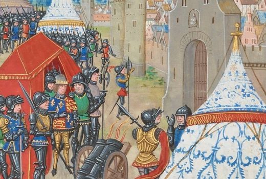Próba zdobycia chronionego murami miasta wiązała się zwykle z wielkimi kosztami. Ilustracja przedstawia oblężenie Reims przez króla Edwarda III.