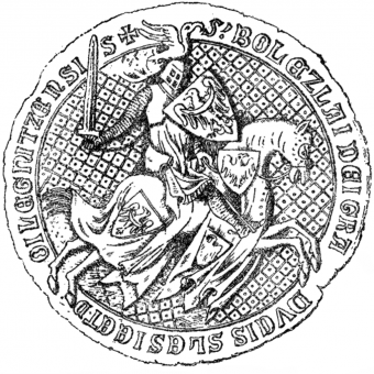 Pieczęć konna Bolesława III Rozrzutnego z 1337 roku.
