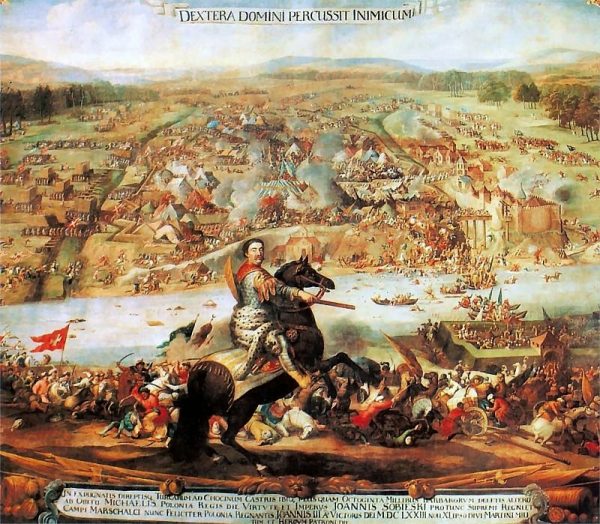 XVII-wieczny obraz Andreasa Stecha i Ferdinanda van Kessela przedstawiający Sobieskiego pod Chocimiem. XVII-wieczny obraz Andreasa Stecha i Ferdinanda van Kessela przedstawiający Sobieskiego pod Chocimiem.