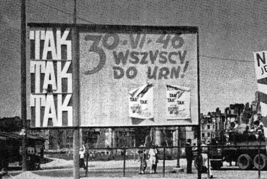 Trzy razy TAK - tablice agitacyjne przed referendum 1946 roku (fot. domena publiczna)