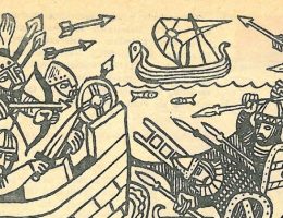 Polskie starania o Pomorze zakończyły się sucesem w 1107 roku. Bolesław Krzywousty podporządkował sobie zaciekle broniącą się dzielnicę. Ilustracja i podpis z książki "Polskie triumfy".