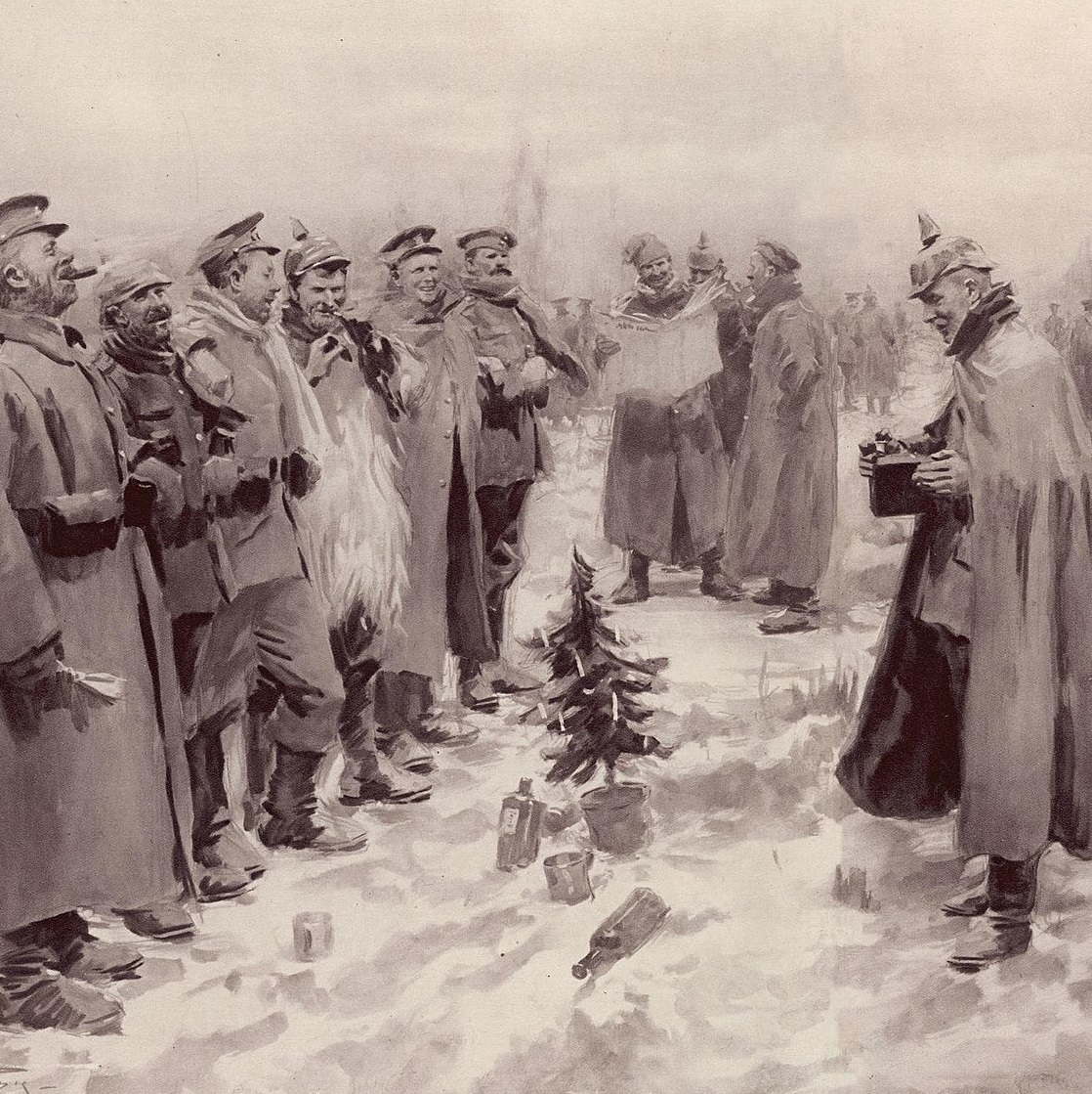 W wielu miejscach żołnierze brytyjscy i niemieccy wychodzili z okopów, by śpiewać wspólnie kolędy.