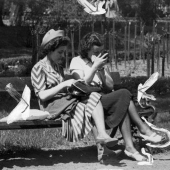 Kobiety siedzące na krakowskich Plantach w 1940 roku (fot. domena publiczna).