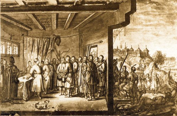 Przyjęcie posłów Bohdana Chmielnickiego przez hetmana Janusza Radziwiłła w 1651 roku, rysunek z natury świadka tych wydarzeń Abrahama van Westervelda (fot. domena publiczna)
