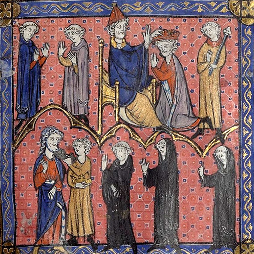 Ceremonia koronacji Pepina Krótkiego na średniowiecznej miniaturze.