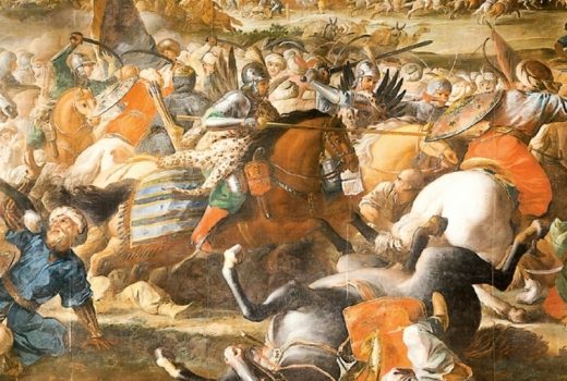 Husarski arsenał był bardzo bogaty. Na ilustracji fragment obrazu Marcina Altomonte "Bitwa pod Wiedniem".