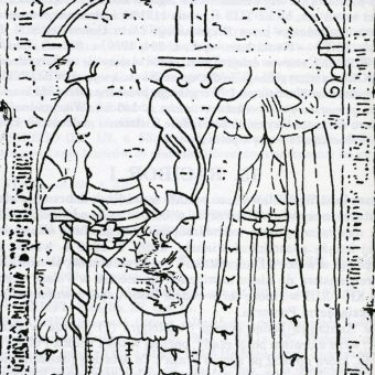 Wizerunek Racibora i jego żony na płycie nagrobnej.