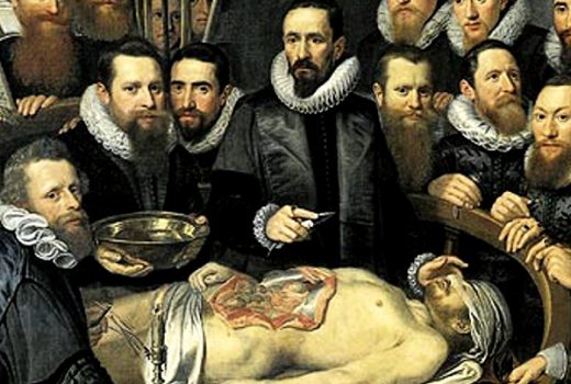 Michiel Jansz van Mierevelt, Lekcja anatomii doktora Willema van der Meera. Anatomowie usilnie poszukiwali informacji, jak powstaje człowiek, jednak bez mikroskopu mogli tylko teoretyzować (fot. domena publiczna)