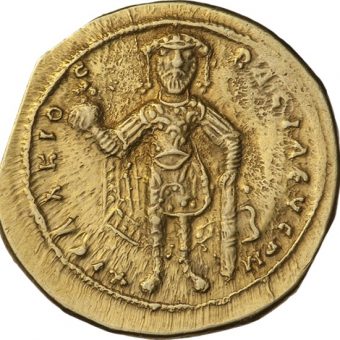 Izaak I Komnen na złotej monecie (fot. domena publiczna)