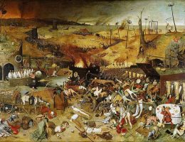 „Triumf śmierci” (1562) Pietera Bruegla, odzwierciedlający powszechny w społeczeństwie wstrząs i przerażenie, wywołane czarną śmiercią.