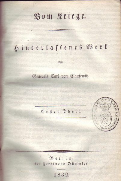 Oryginalna okładka książki „Vom Kriege” z 1832 roku